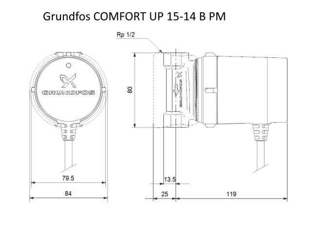 Циркуляційний насос Grundfos COMFORT UP 15-14 B РМ (97916771) замовити в «Клімат Технології» Київ Україна