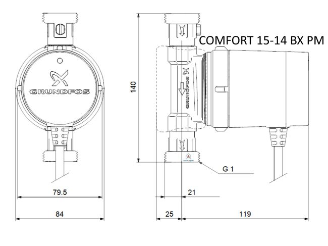 Циркуляционный насос Grundfos COMFORT 15-14 BX PM (97916772) заказать в «Климат Технологии» Киев Украина