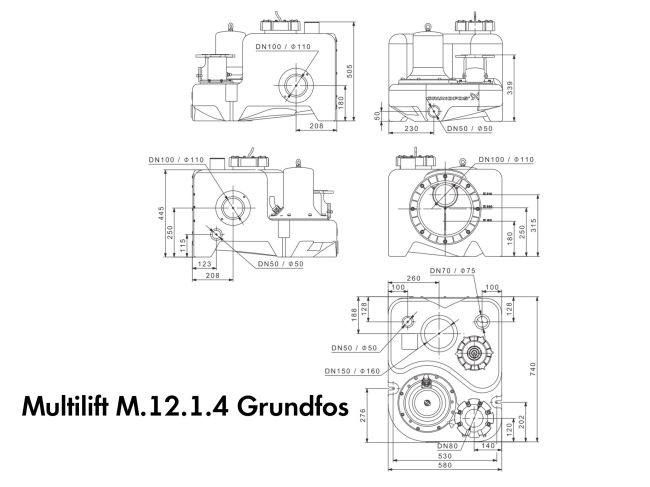 Канализационная насосная станция Grundfos Multilift M.12.1.4 (97901064) заказать в «Климат Технологии» Киев Украина