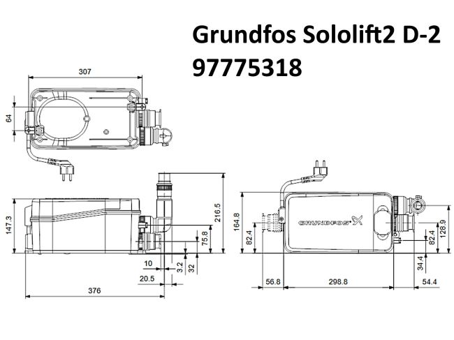 Канализационная установка Grundfos Sololift2 D-2 97775318 заказать в «Климат Технологии» Киев Украина