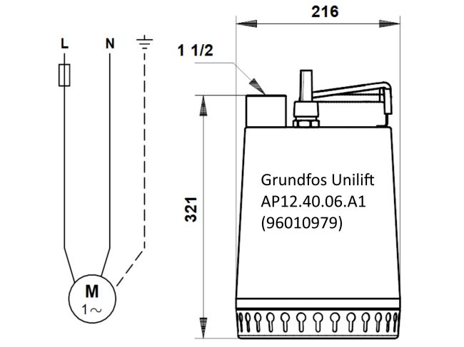 Насос для дренажа Grundfos Unilift AP12.40.06.A1 96010979 заказать в «Климат Технологии» Киев Украина