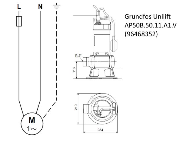 Насос для дренажу Grundfos Unilift AP50B.50.11.A1.V 96468352 замовити в «Клімат Технології» Київ Україна