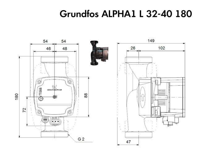 Насос циркуляційний Grundfos ALPHA1 L 32-40 180 (99160587) замовити в «Клімат Технології» Київ Україна
