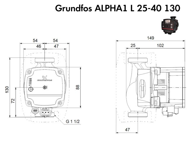 Насос циркуляционный Grundfos ALPHA1 L 25-40 130 (99160578) заказать в «Климат Технологии» Киев Украина