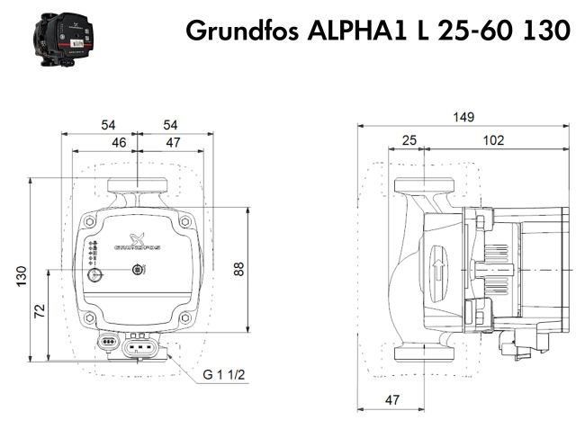 Насос циркуляційний Grundfos ALPHA1 L 25-60 130 (99160583) замовити в «Клімат Технології» Київ Україна