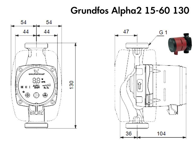 Циркуляційний насос Grundfos Alpha2 15-60 130 (99411114) замовити в «Клімат Технології» Київ Україна