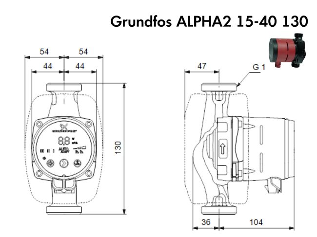Циркуляційний насос Grundfos ALPHA2 15-40 130 99411107 замовити в «Клімат Технології» Київ Україна