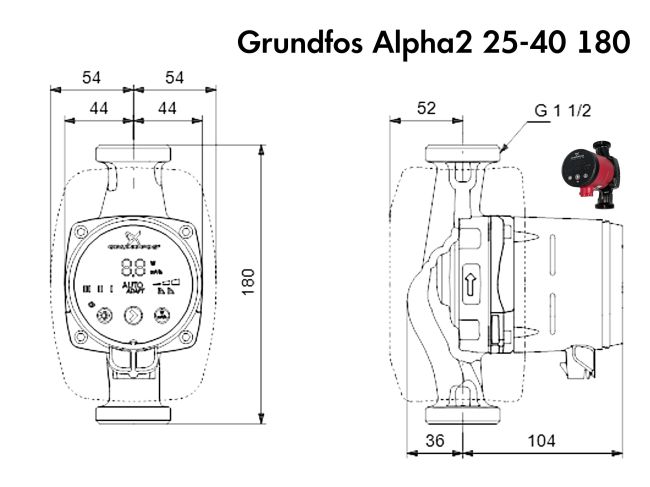 Циркуляционный насос Grundfos Alpha2 25-40 180 95047500 заказать в «Климат Технологии» Киев Украина