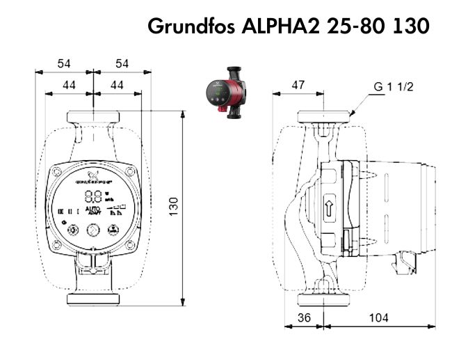 Циркуляційний насос Grundfos Alpha2 25-80 130 99411163 замовити в «Клімат Технології» Київ Україна