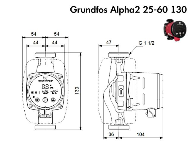 Циркуляционный насос Grundfos Alpha2 25-60 130 99411150 заказать в «Климат Технологии» Киев Украина
