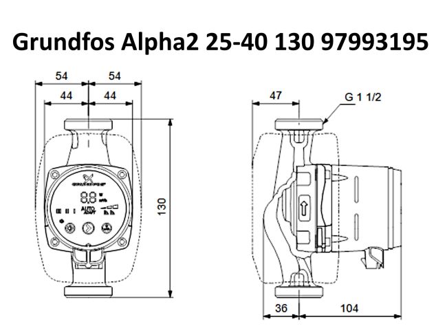Циркуляційний насос Grundfos Alpha2 25-40 130 (99411143) замовити в «Клімат Технології» Київ Україна
