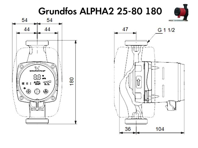 Циркуляційний насос Grundfos Alpha2 25-80 180 99411178 замовити в «Клімат Технології» Київ Україна