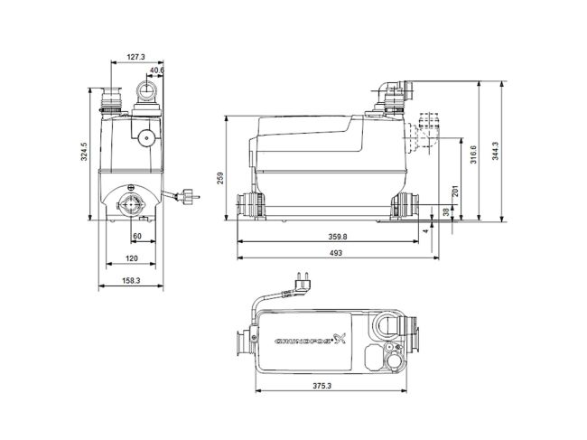 Канализационная установка Grundfos Sololift 2 C-3 97775317 заказать в «Климат Технологии» Киев Украина