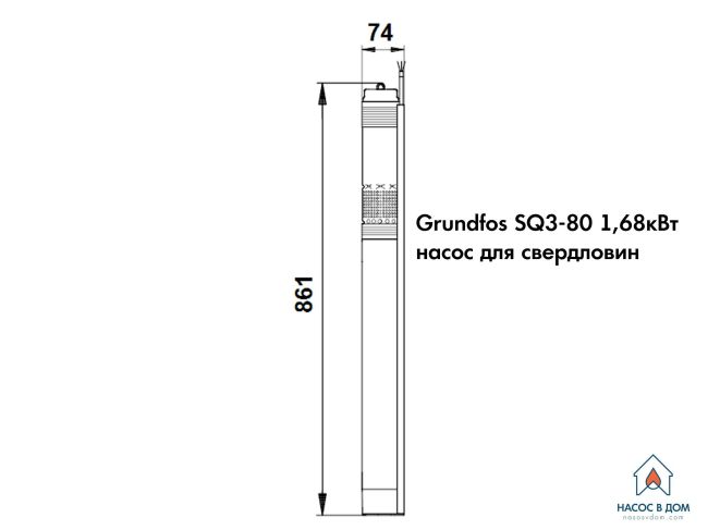 Насос для скважины Grundfos SQ 3-80 1,55 кВт 96510208 заказать в «Климат Технологии» Киев Украина
