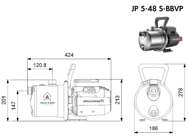 Поверхневий насос Grundfos JP 5-48 S-BBVP (99458769) замовити в «Клімат Технології» Київ Україна