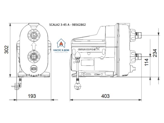 Насосная станция Grundfos Scala2 3-45 98562862 заказать в «Климат Технологии» Киев Украина