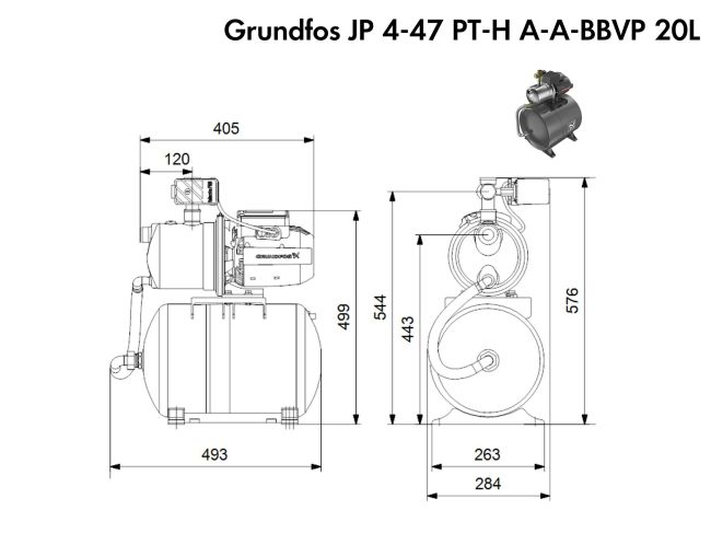 Насосна станція Grundfos JP 4-47 PT-H A-A-BBVP 20L (99463875) замовити в «Клімат Технології» Київ Україна