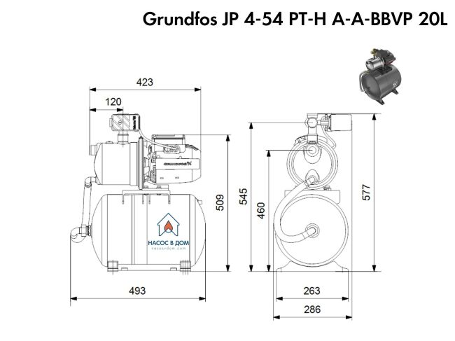 Насосна станція Grundfos JP 4-54 PT-H A-A-BBVP 20L (99463876) замовити в «Клімат Технології» Київ Україна