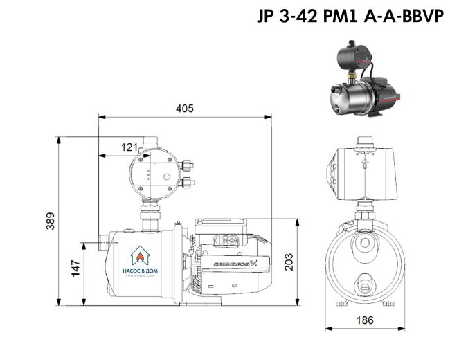 Установка повышения давления Grundfos JP 3-42 PM1 BBVP (99515135) заказать в «Климат Технологии» Киев Украина