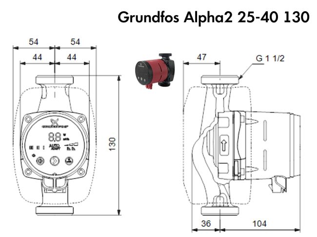 Циркуляційний насос Grundfos Alpha2 25-40 130 (99411143) замовити в «Клімат Технології» Київ Україна