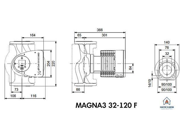 Регульований циркуляційний насос GRUNDFOS MAGNA3 32-120 F 220 97924259 замовити в «Клімат Технології» Київ Україна