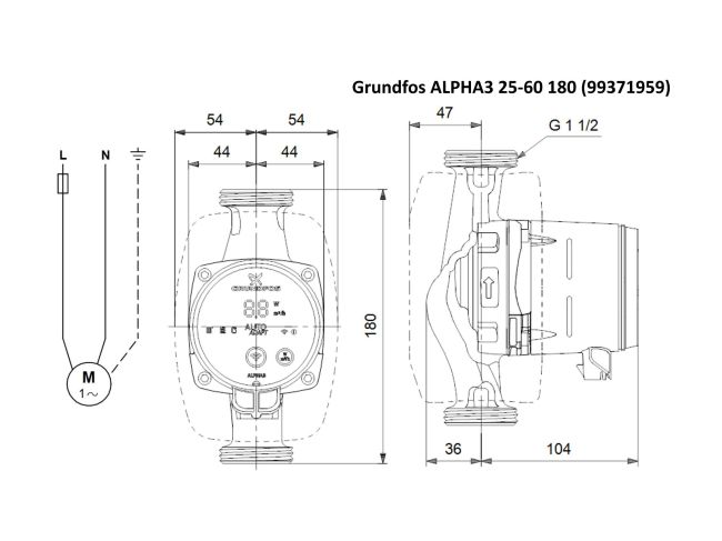 Насос циркуляционный Grundfos ALPHA3 25-60 180 (99371959) заказать в «Климат Технологии» Киев Украина