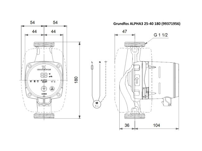 Насос циркуляційний Grundfos ALPHA3 25-40 180 (99371956) замовити в «Клімат Технології» Київ Україна