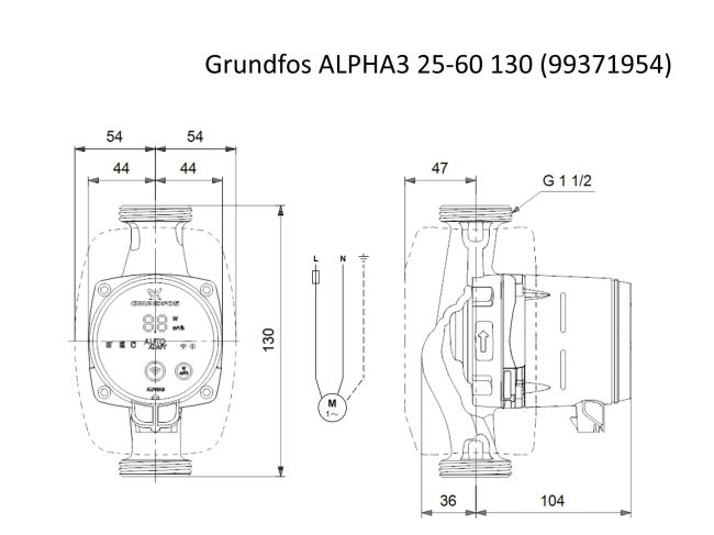Насос циркуляційний Grundfos ALPHA3 25-60 130 (99371954) замовити в «Клімат Технології» Київ Україна