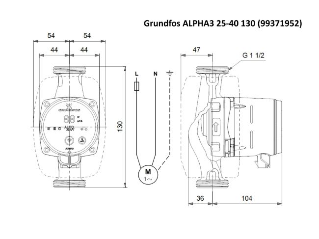Насос циркуляційний Grundfos ALPHA3 25-40 130 (99371952) замовити в «Клімат Технології» Київ Україна
