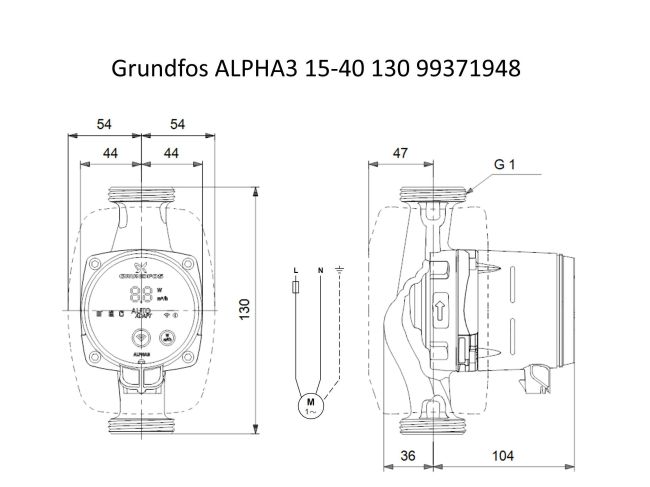 Насос циркуляційний Grundfos ALPHA3 15-40 130 (99371948) замовити в «Клімат Технології» Київ Україна
