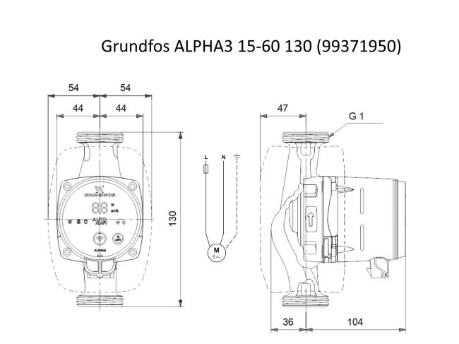 Насос циркуляционный Grundfos ALPHA3 15-60 130 (99371950) заказать в «Климат Технологии» Киев Украина