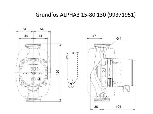 Насос циркуляционный Grundfos ALPHA3 15-80 130 (99371951) заказать в «Климат Технологии» Киев Украина