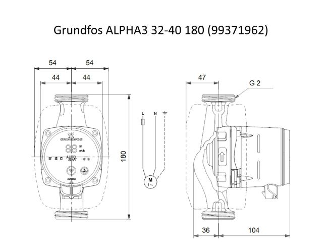 Насос циркуляційний Grundfos ALPHA3 32-40 180 (99371962) замовити в «Клімат Технології» Київ Україна