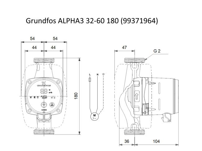 Насос циркуляционный Grundfos ALPHA3 32-60 180 (99371964) заказать в «Климат Технологии» Киев Украина