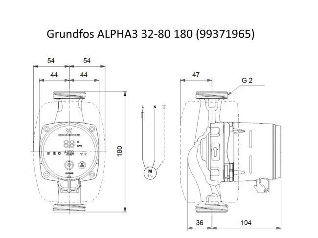 Насос циркуляционный Grundfos ALPHA3 32-80 180 (99371965) заказать в «Климат Технологии» Киев Украина