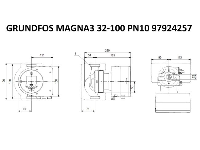 Регулируемый циркуляционный насос GRUNDFOS MAGNA3 32-100 180 97924257 заказать в «Климат Технологии» Киев Украина