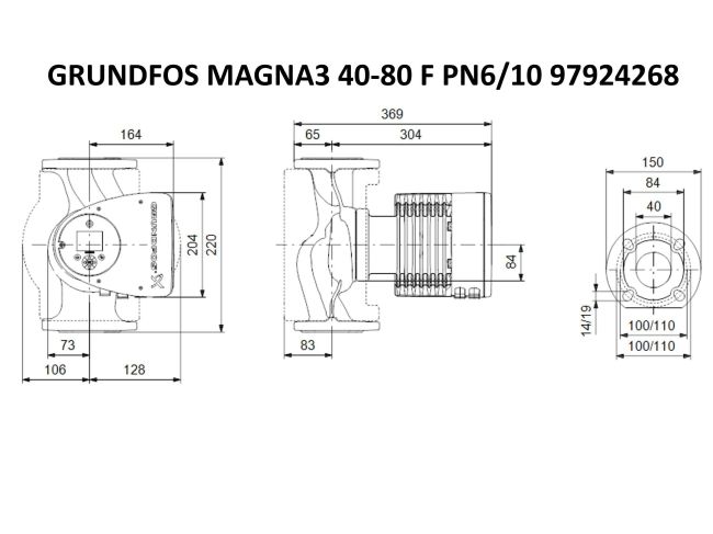 Регульований циркуляційний насос GRUNDFOS MAGNA3 40-80 F 220 97924268 замовити в «Клімат Технології» Київ Україна