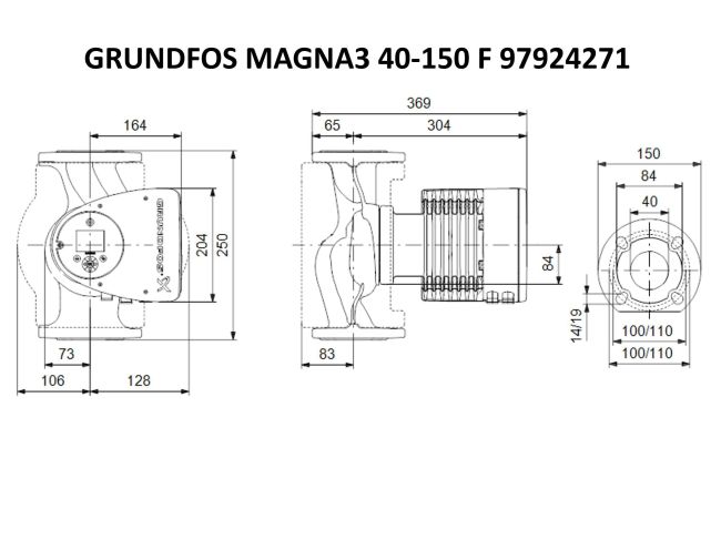 Регульований циркуляційний насос GRUNDFOS MAGNA3 40-150 F 250 97924271 замовити в «Клімат Технології» Київ Україна