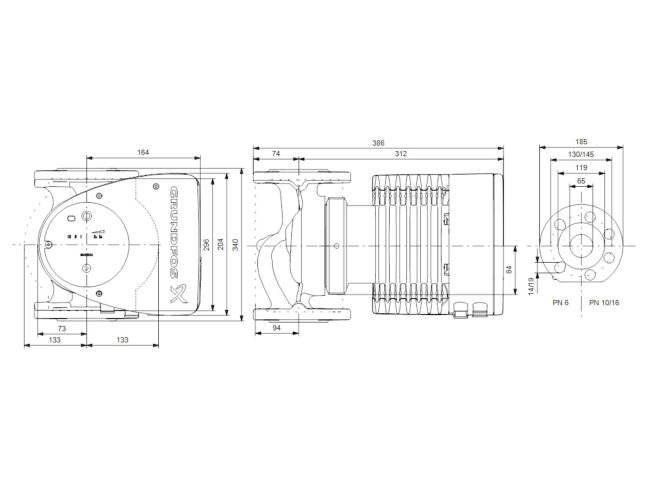 Регульований циркуляційний насос GRUNDFOS MAGNA1 65-150 F 340 99221375 замовити в «Клімат Технології» Київ Україна