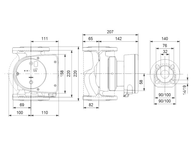 Регулируемый циркуляционный насос GRUNDFOS MAGNA1 32-60 F 220 99221269 заказать в «Климат Технологии» Киев Украина