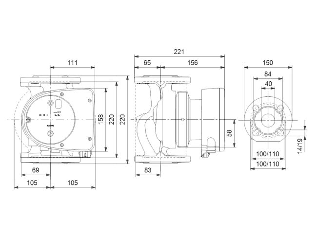 Регульований циркуляційний насос GRUNDFOS MAGNA1 40-60 F N 220 99221300 замовити в «Клімат Технології» Київ Україна
