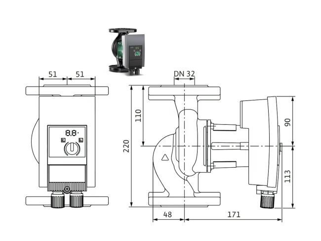 Насос циркуляційний Wilo Yonos MAXO 32/0,5-10 2210113 замовити в «Клімат Технології» Київ Україна