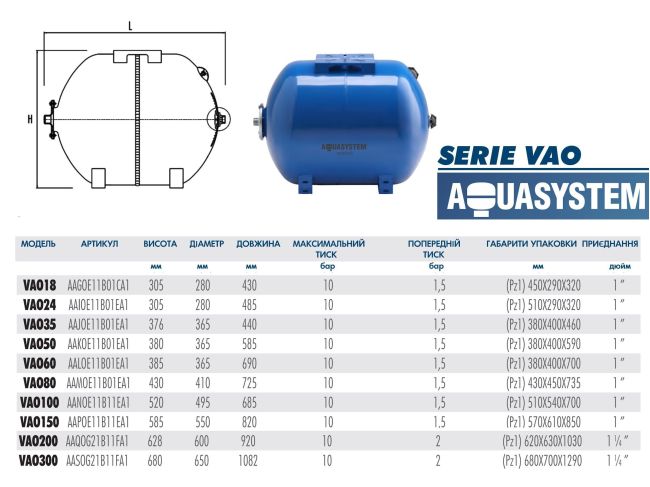Гідроакумулятор Aquasystem VAO 24 замовити в «Клімат Технології» Київ Україна