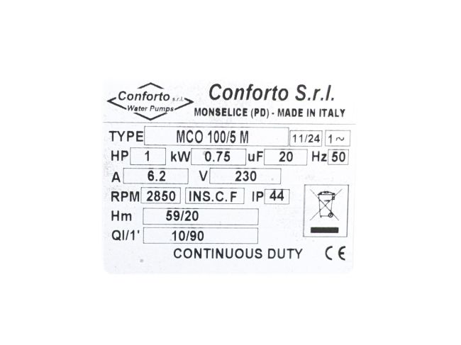 Багатоступінчастий самовсмоктуючий насос Conforto MCO 100/5 M замовити в «Клімат Технології» Київ Україна