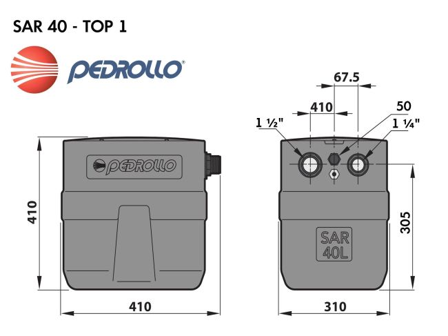 Канализационная насосная станция Pedrollo SAR 40 TOP 1 KSF04TOP11A1 заказать в «Климат Технологии» Киев Украина