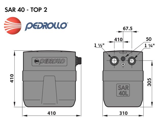 Каналізаційна насосна станція Pedrollo SAR 40 TOP 2 KSF04TOP12A1 замовити в «Клімат Технології» Київ Україна