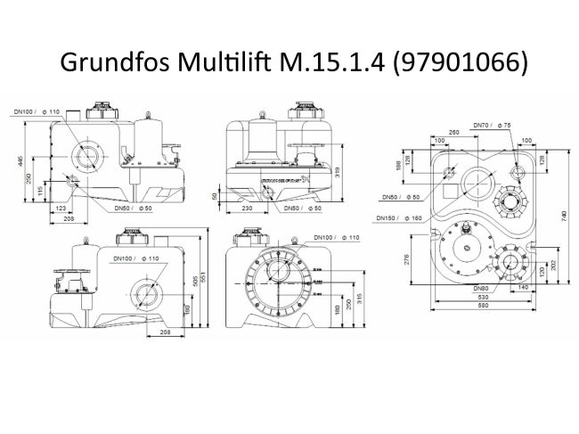 Канализационная насосная станция Grundfos Multilift M.15.1.4 (97901066) заказать в «Климат Технологии» Киев Украина