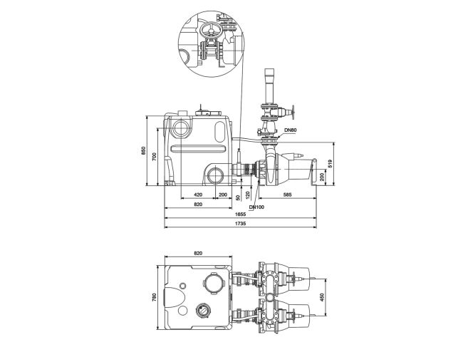 Канализационная насосная станция Grundfos Multilift MDV.80.80.75.2.51D /450.SL (97577840) заказать в «Климат Технологии» Киев Украина