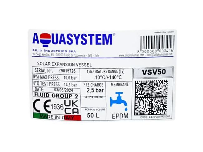 Расширительный бак для отопления и солнечных систем Aquasystem VSV50 заказать в «Климат Технологии» Киев Украина